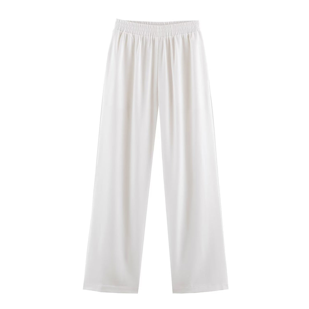 Women's Wide Lounge Pants with Elastic Waistband and Flowing Viscose Quality Mune Fashion