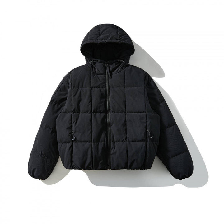 Unisex Oversized Quilted Hoodie with Square Quilting and Elastic Hem Mune Fashion