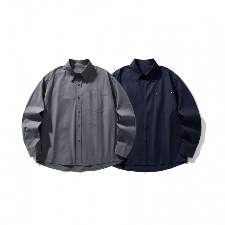 Men's Boxy Overshirt with Chest Pocket and Shirt Collar made of Lightweight Cotton Mix Mune Fashion