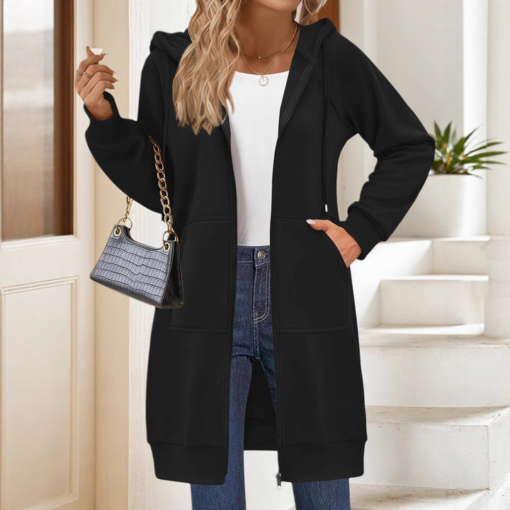 Women's Long Zip Hoodie with Oversize Silhouette, Kangaroo Pockets and Ribbed Cuffs Drune