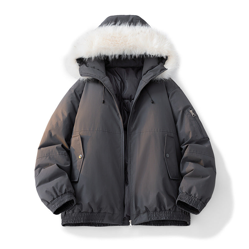 Ladies Fashionable Winter Jacket with Removable Faux Fur Collar Mune Fashion