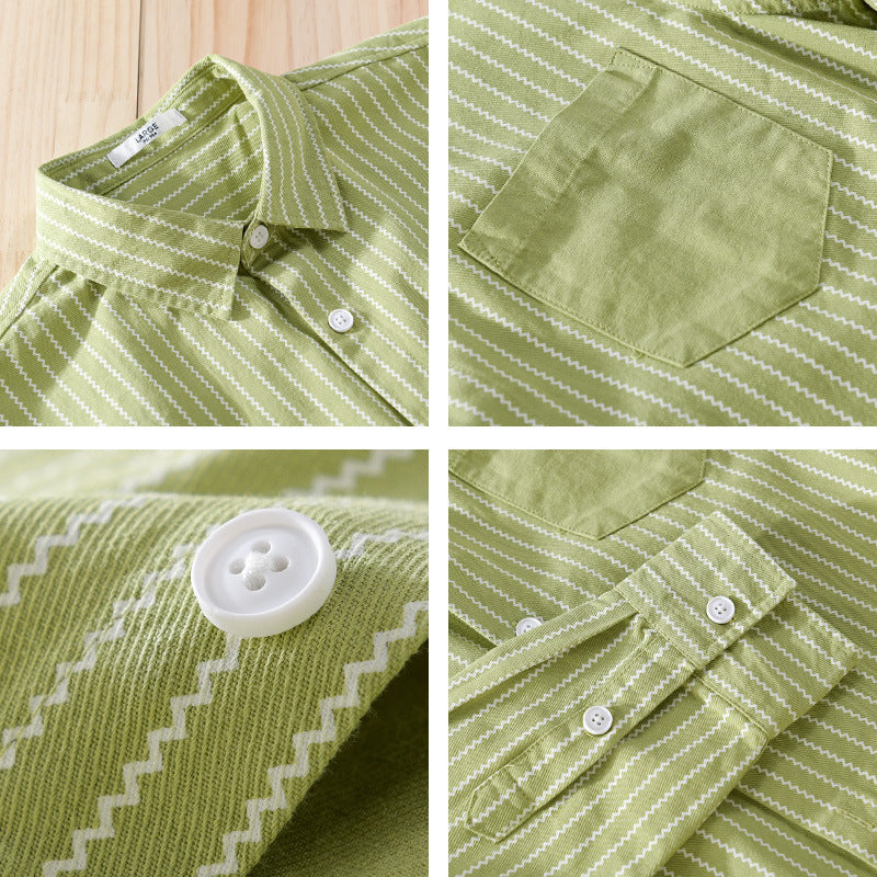 Men's Casual Shirt Jacket in Relaxed Fit with Fine Vertical Stripes and Chest Pocket Mune Fashion
