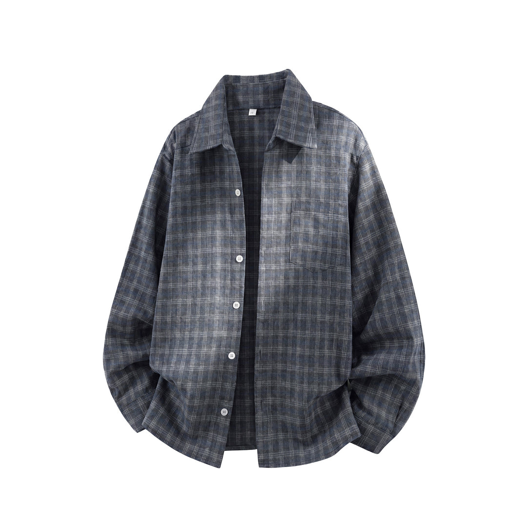 Unisex Oversized Flannel Shirt Jacket with Check Pattern and Patch Chest Pocket Mune Fashion