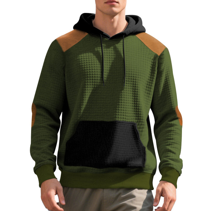 Men's urban waffle knit hoodie with kangaroo pocket and trim Mune Fashion