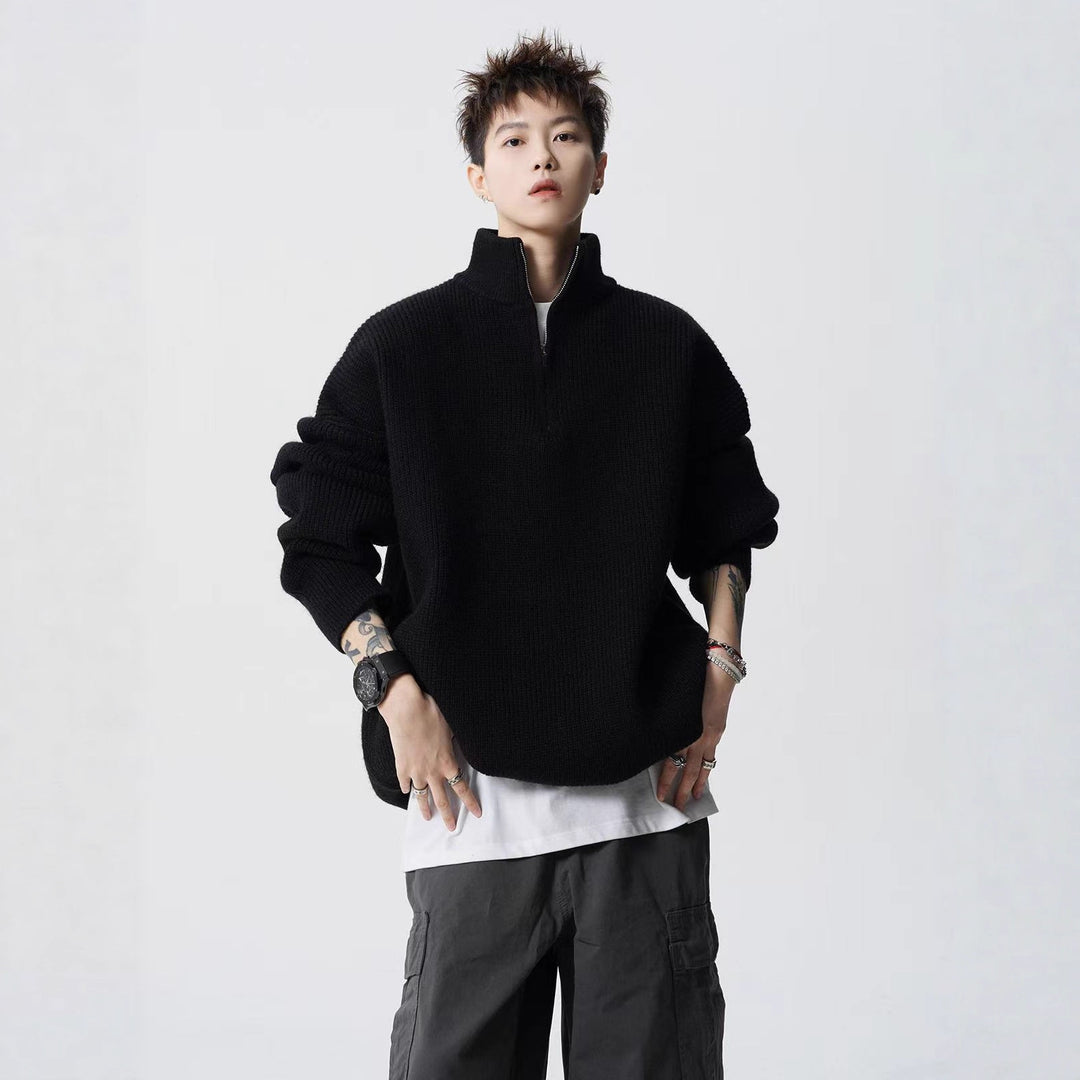 Women's Urban Oversized Sweater with Stand-up Collar Mune Fashion
