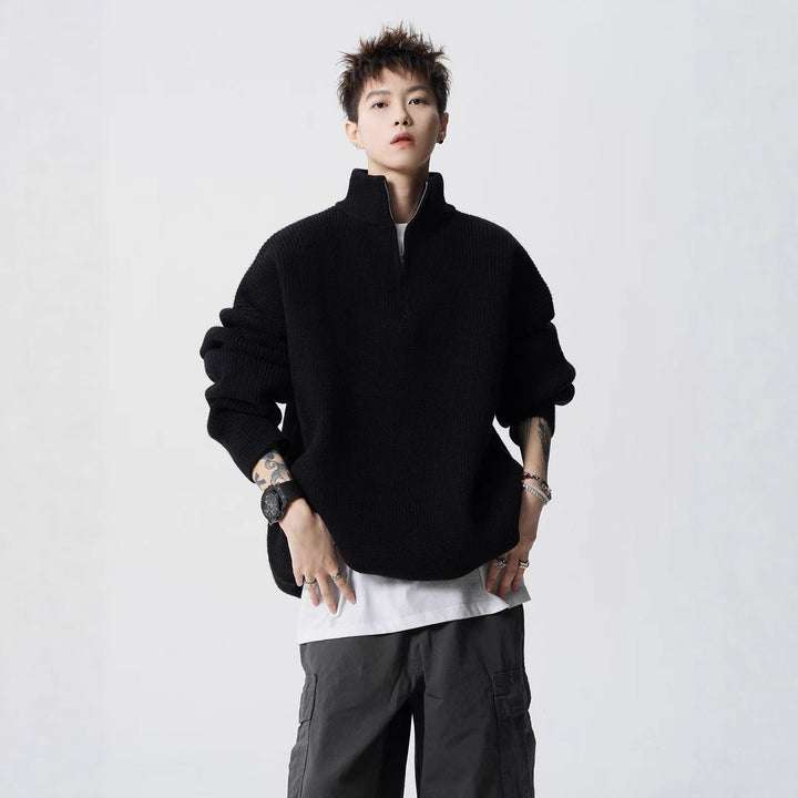 Women's Urban Oversized Sweater with Stand-up Collar Mune Fashion