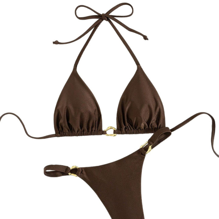 Women Triangle Bikini with luxurious golden accents Mune Fashion