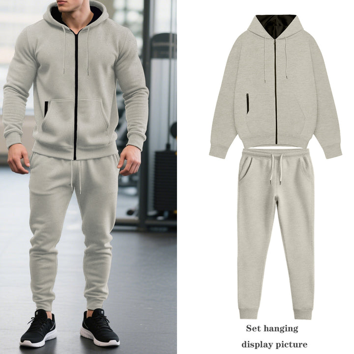 Men's two-piece Performance Fleece jogging suit set with hoodie, concealed zipper and tapered jogging pants Mune Fashion