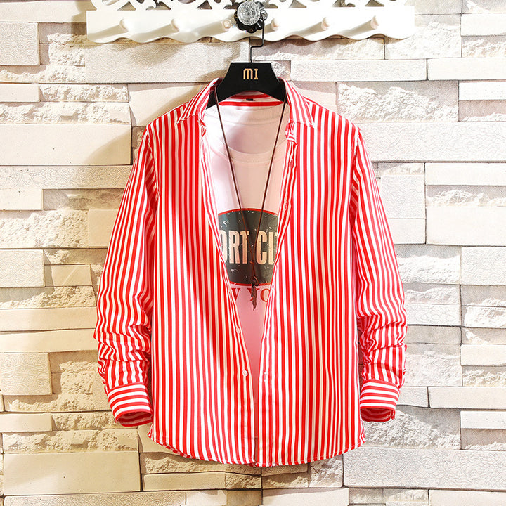 Men's nan legeres striped shirt with regular fit and kent collar Mune Fashion