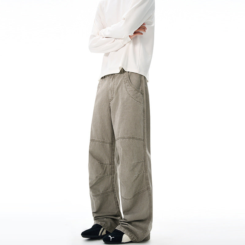 Men's Wide Panel Baggy Trousers made of Cotton Twill with Knee Inserts Mune Fashion