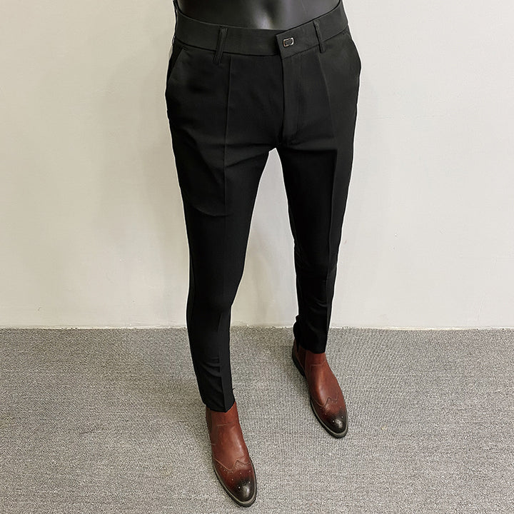 Men's tailored chino suit trousers with crease, stretch comfort and concealed hook closure Mune Fashion