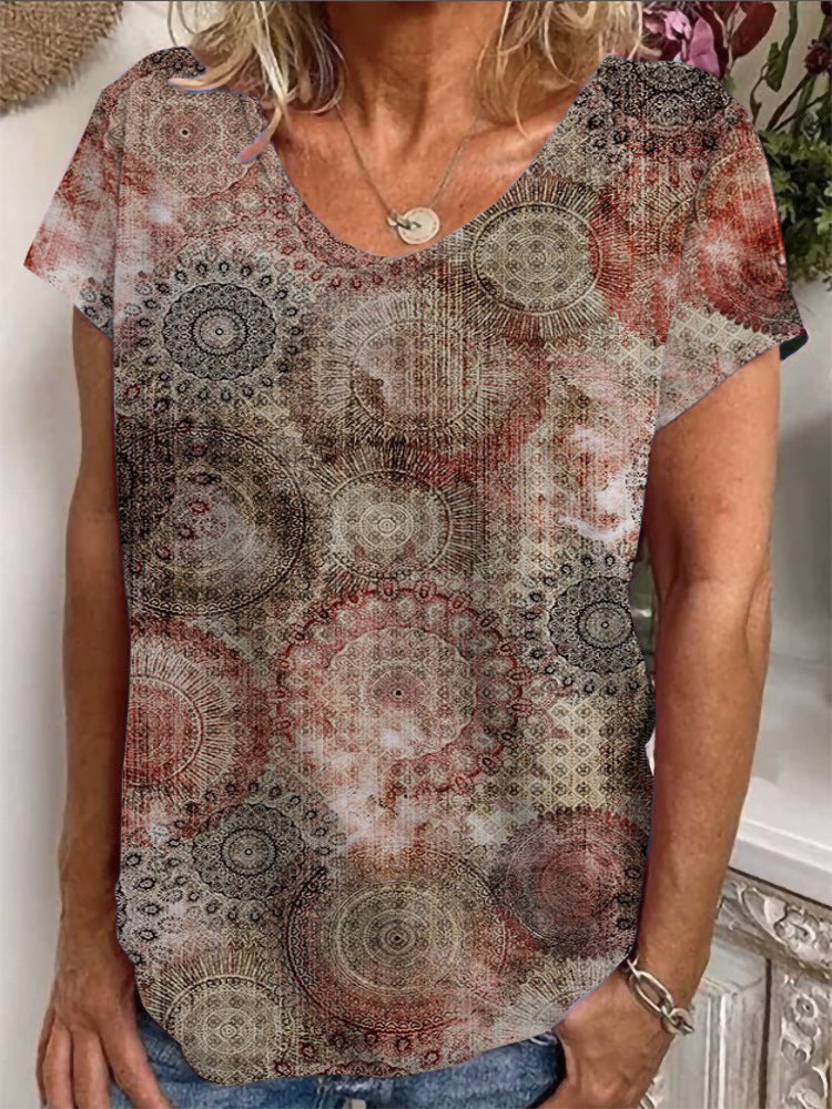 Ladies Loose Blouse with Colorful Paisley Pattern Mune Fashion