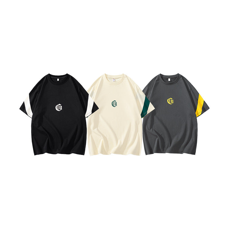Men's Oversized Cotton T-Shirt with Contrast Sleeves and Gothic Logo Mune Fashion