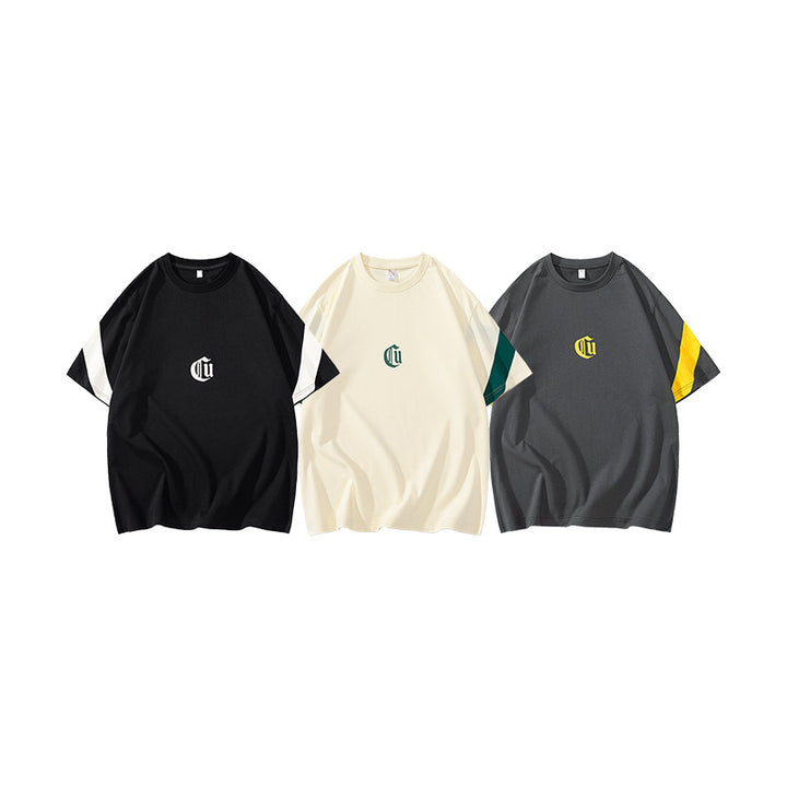 Men's Oversized Cotton T-Shirt with Contrast Sleeves and Gothic Logo Mune Fashion