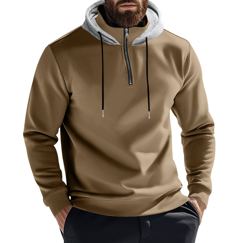 Men's half-zip hoodie with contrasting hood, drawstring and slim silhouette Mune Fashion