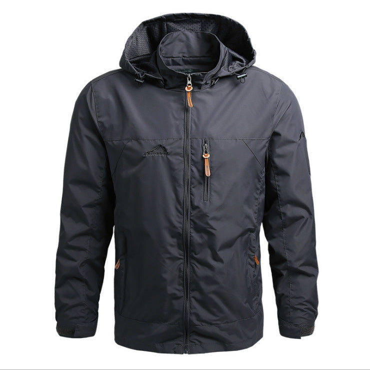 Men's Breathable Softshell Outdoor Jacket with Adjustable Hood and Zipper Pockets Mune Fashion