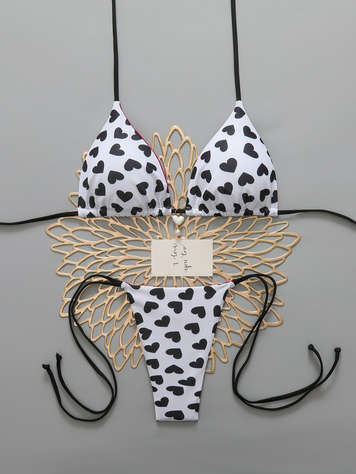 Women's Triangle Bikini with Hearts Mune Fashion
