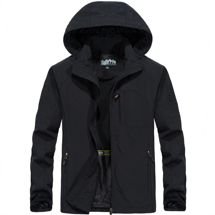 Men's Lightweight All-Weather Field Jacket with Hood, Mesh Lining, and Zippered Pockets Mune Fashion