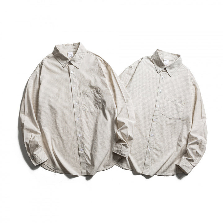 Men's oversized shirt made of cotton blend with fine pinstripes and chest pocket Mune Fashion