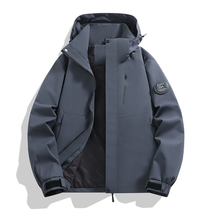 Men's softshell performance jacket with removable hood, concealed full-length zipper, and ergonomic cut Mune Fashion
