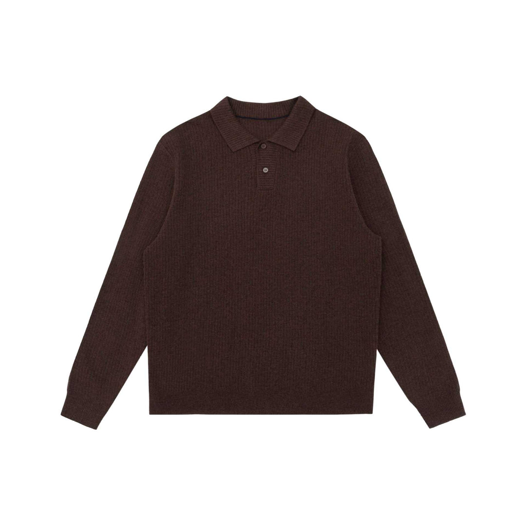 Unisex Ribbed Polo Collar Sweater made of Fine Knit with Button Placket Mune Fashion