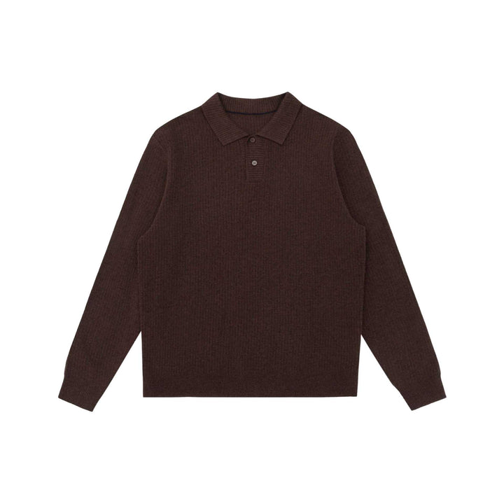 Unisex Ribbed Polo Collar Sweater made of Fine Knit with Button Placket Mune Fashion