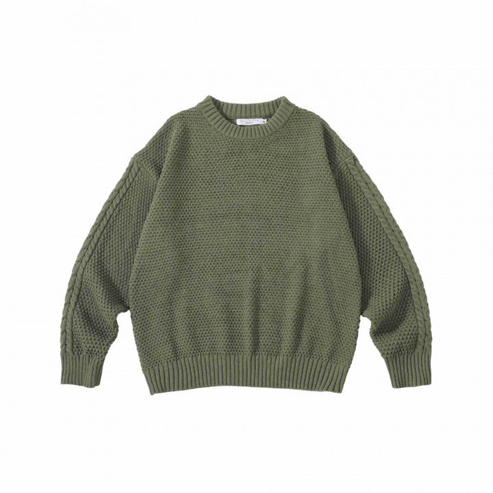 Unisex Oversize Chunky Knit Sweater with Cable Sleeves and Round Neckline Mune Fashion