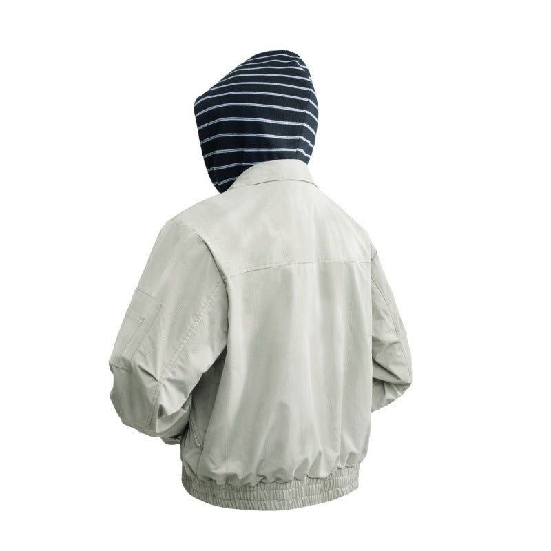 Men's Stylish Bomber Jacket with Integrated Hoodie
