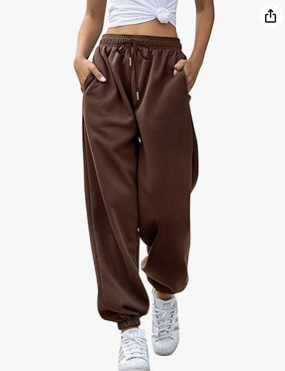 Women's casual jogging pants with high waistband, elastic ankle cuffs, and soft fleece lining Mune Fashion