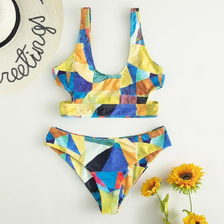 Women's Sport Bikini with Geometric Design and Wide Straps Mune Fashion
