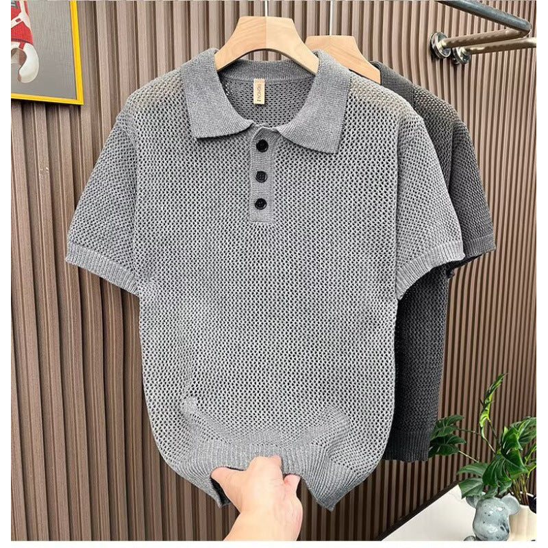 Men's Breathable Knitted Polo Shirt Mune Fashion