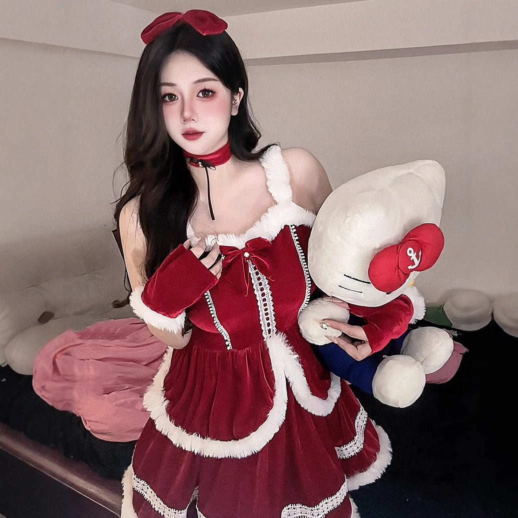Women's Devil Costume with Hood and Ruffles Mune Fashion