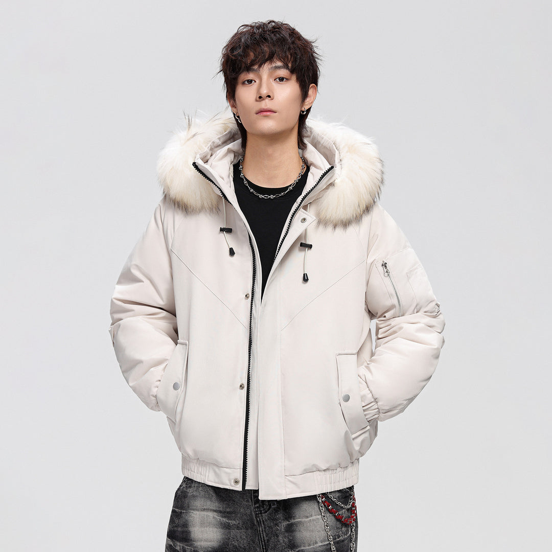 Men's Fashionable Winter Jacket with Removable Faux Fur Collar Mune Fashion