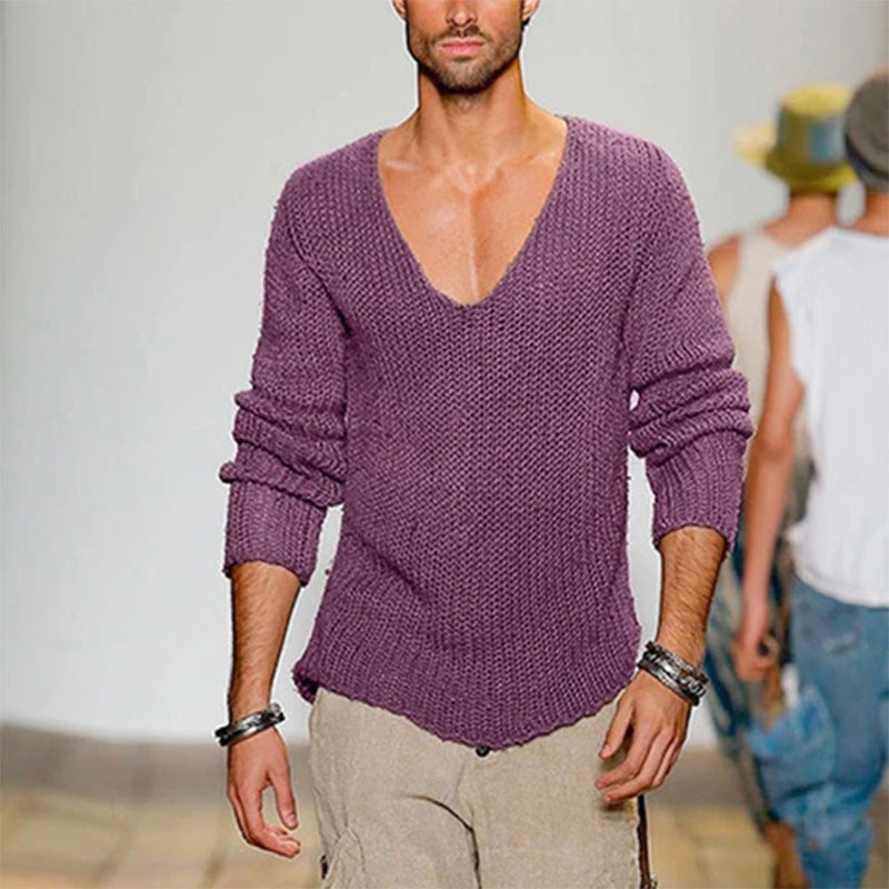 Mune | Men's casual knit sweater with deep V-neck and comfortable fit