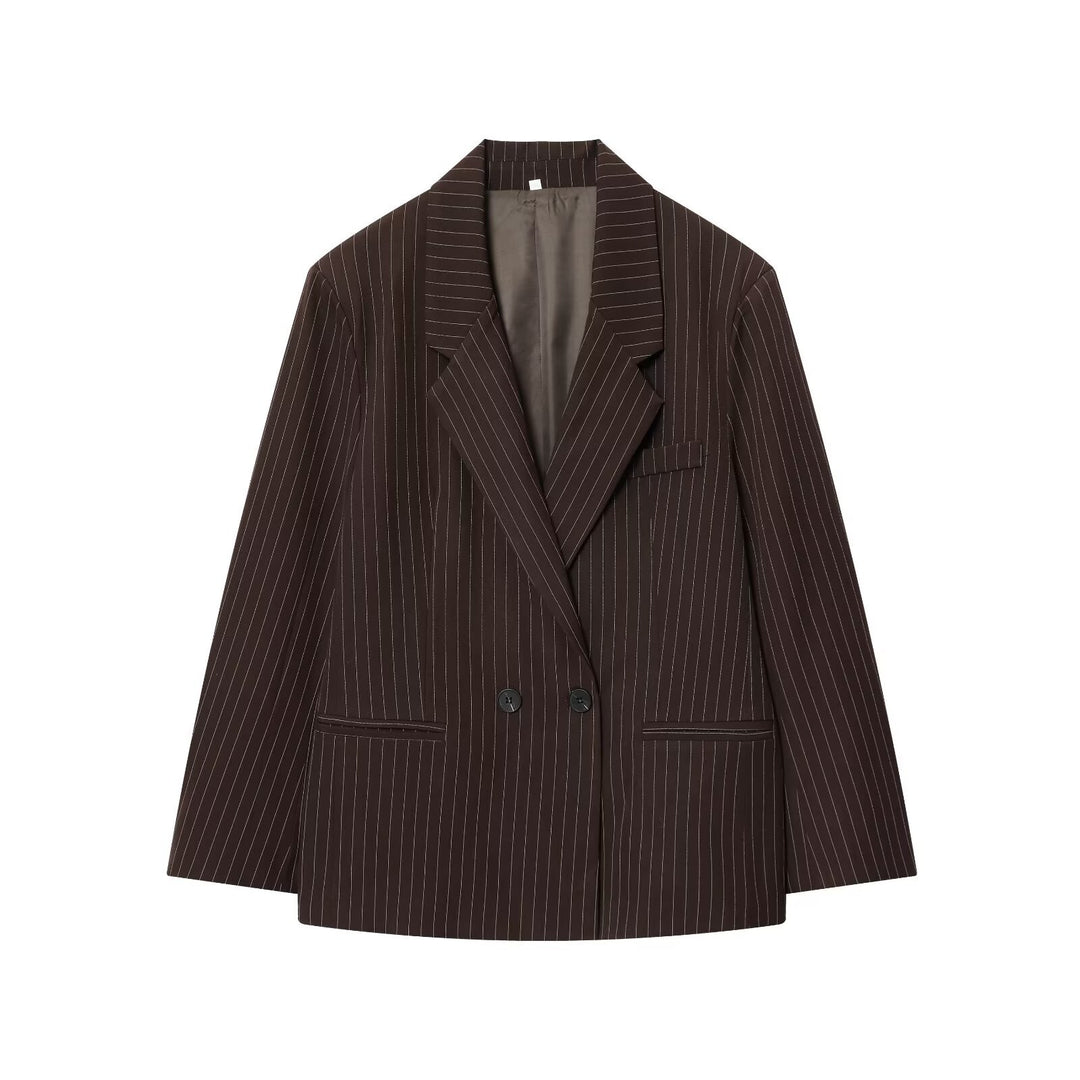 Women's Double-Breasted Pinstripe Blazer in Oversized Fit Mune Fashion