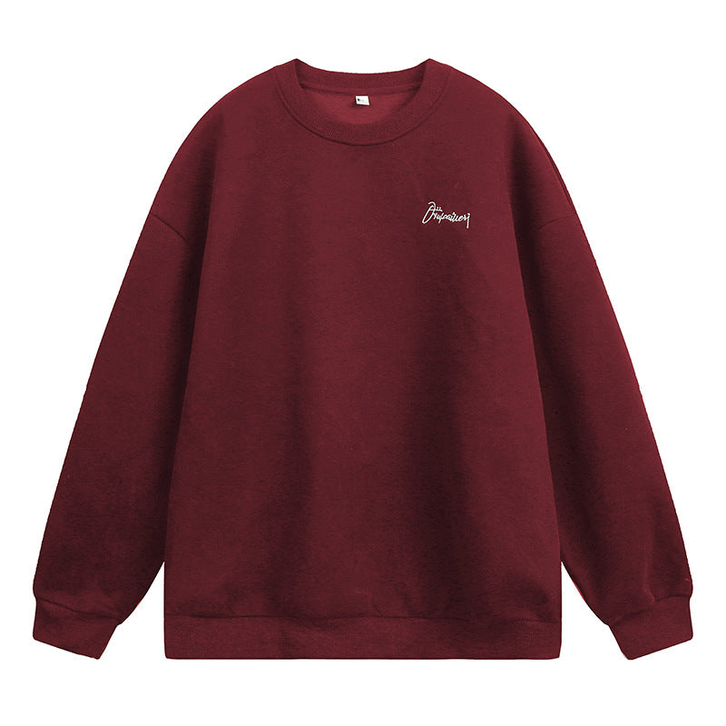 Unisex Oversize Sweatshirt with Round Neck and Subtle Script Embroidery Mune Fashion
