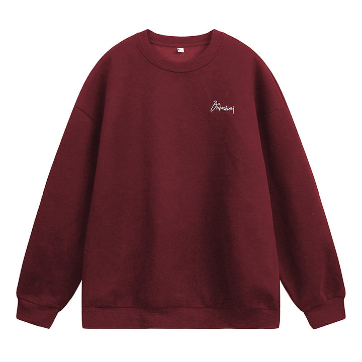 Unisex Oversize Sweatshirt with Round Neck and Subtle Script Embroidery Mune Fashion