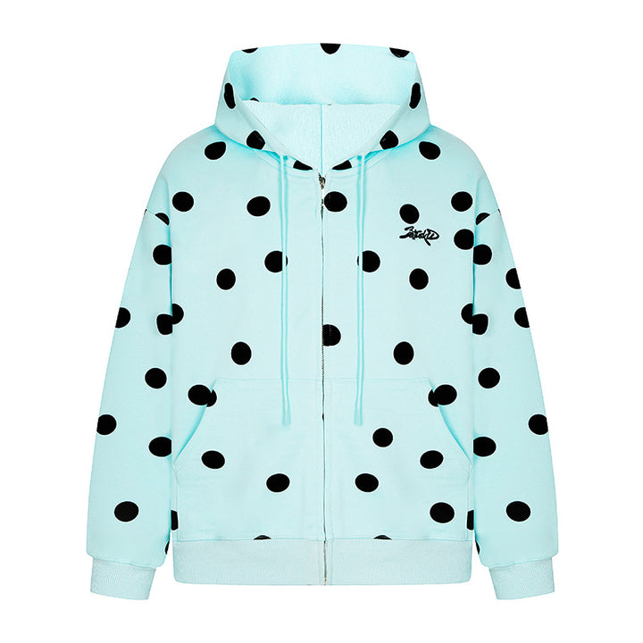 Women's hooded sweat jacket with full zip, oversized cut and polka dot print Mune Fashion