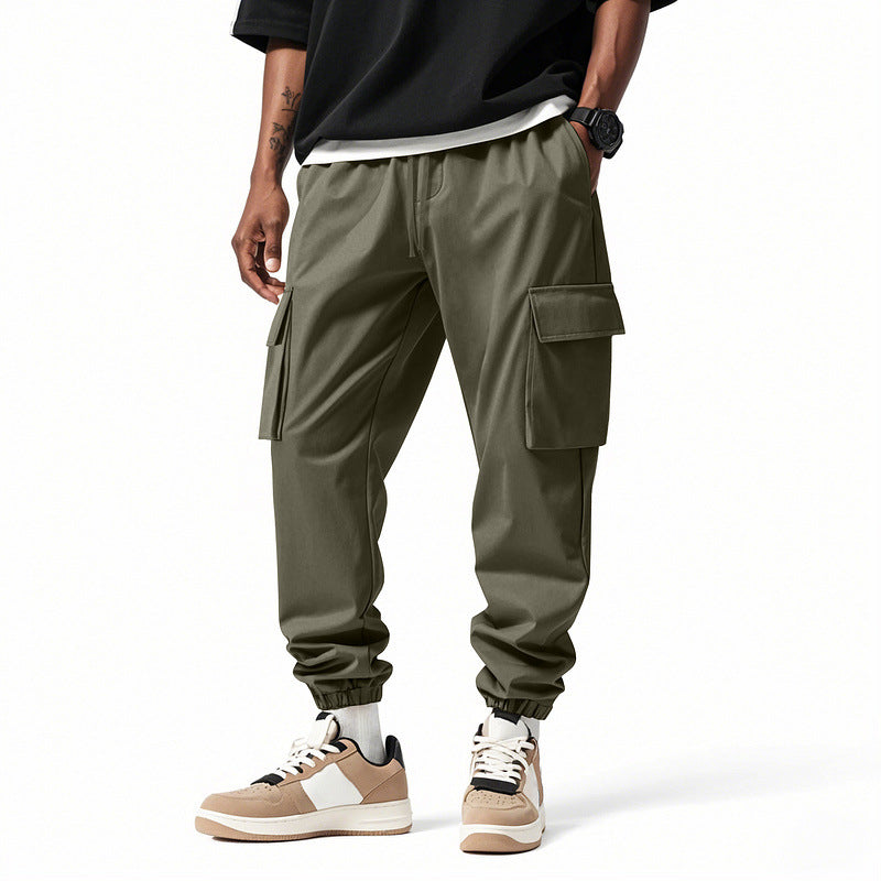 Men's Cargo Jogger Pants with elastic drawstring waistband, patch flap pockets and ribbed leg cuffs Mune Fashion