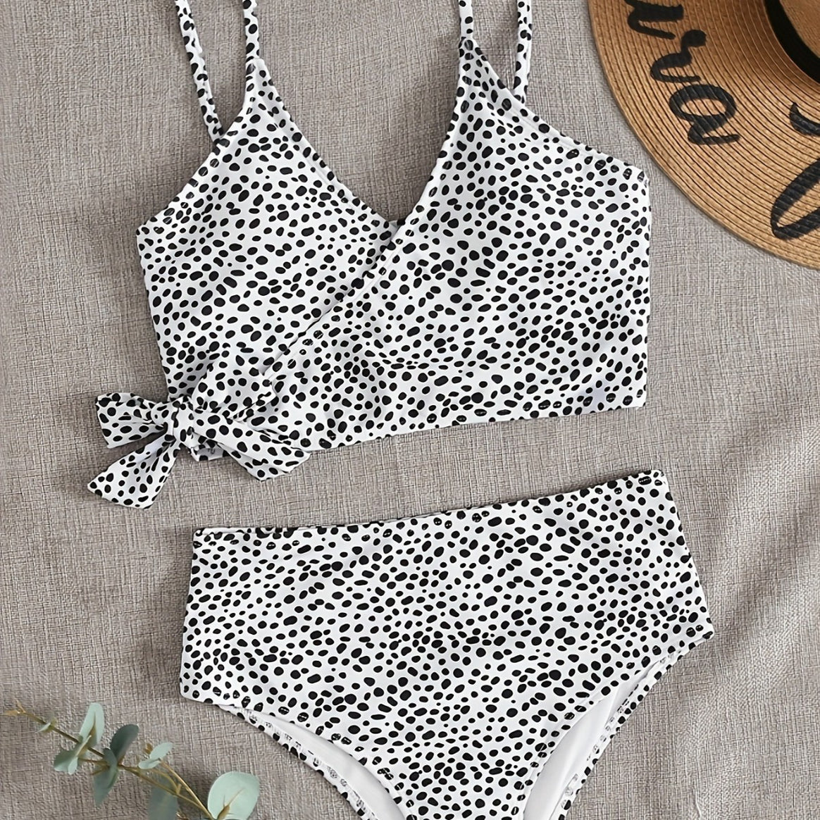 Women’s High-Waisted Wrap Bikini Set with Elegant Polka Dots Mune Fashion