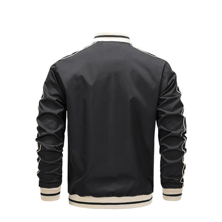 Men's Light Bomber Jacket with Contrast Piping, Zipper Pockets and Ribbed Cuffs Mune Fashion