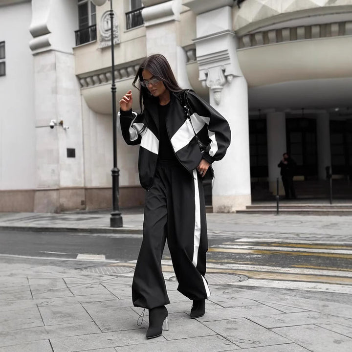 Women's nan sportives tracksuit set with windbreaker jacket and wide leg pants Mune Fashion