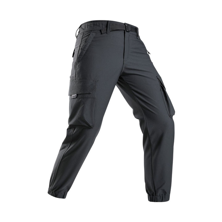 Men's Lightweight Outdoor Cargo Pants in Jogger Style with Integrated Web Belt and Elastic Ankle Mune Fashion