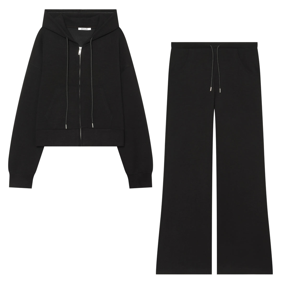 Women's Cropped Sweat Jacket with Metal Zip, Kangaroo Pocket and Oversized Hood Mune Fashion