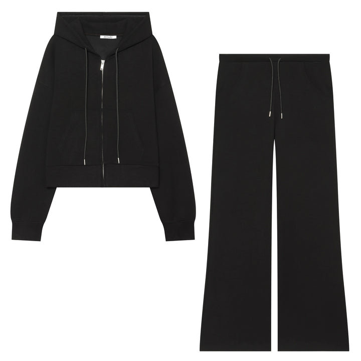 Women's Cropped Sweat Jacket with Metal Zip, Kangaroo Pocket and Oversized Hood Mune Fashion