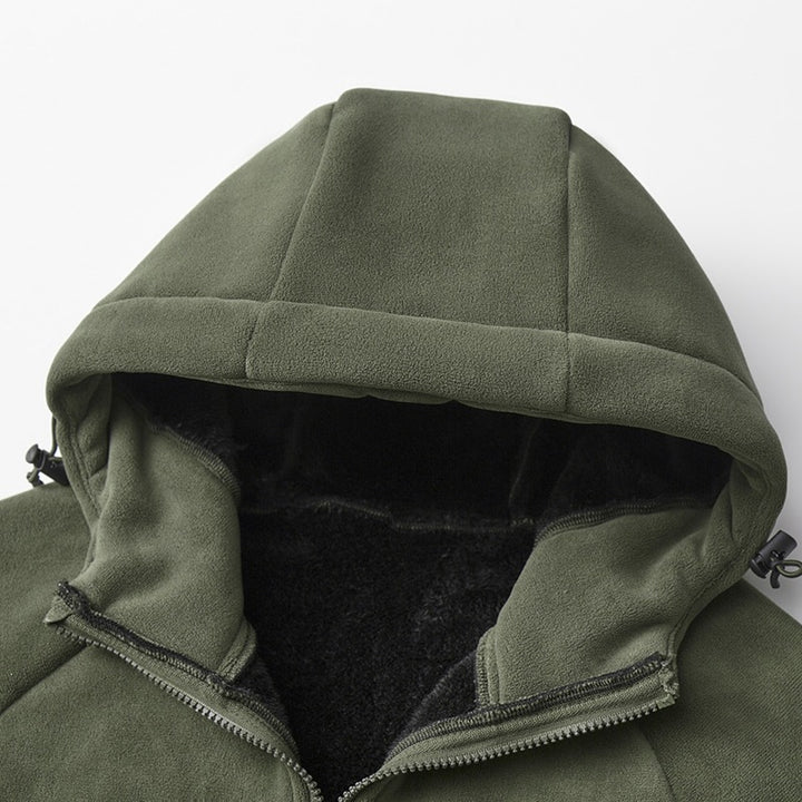 Men's teddy-lined fleece hooded jacket with thermal lining, continuous zipper & side pockets Mune Fashion