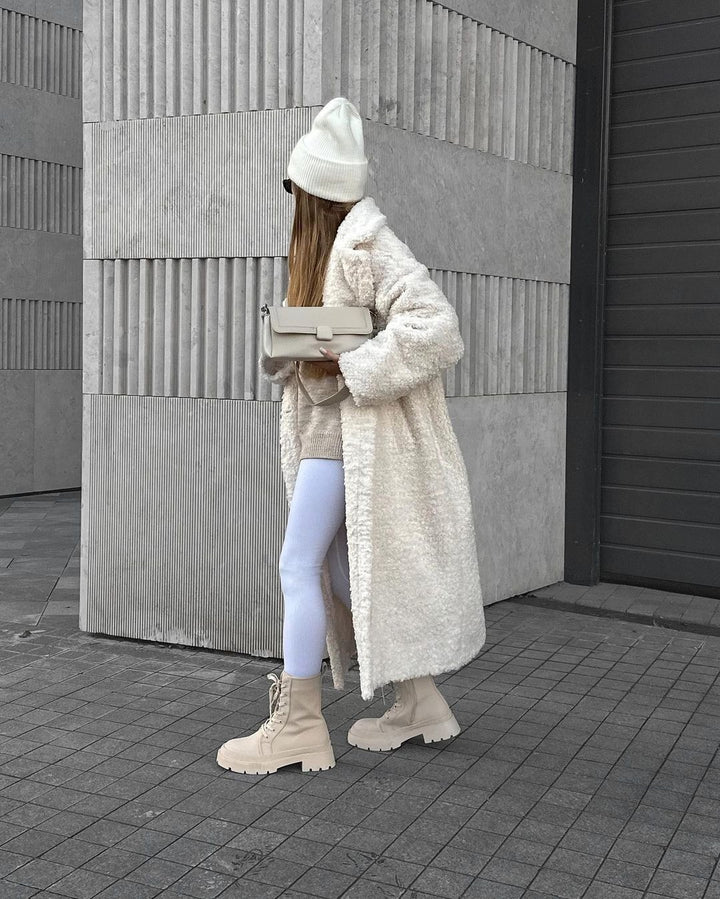 Women's calf-high sturdy lace-up boots with platform tread sole Mune Fashion
