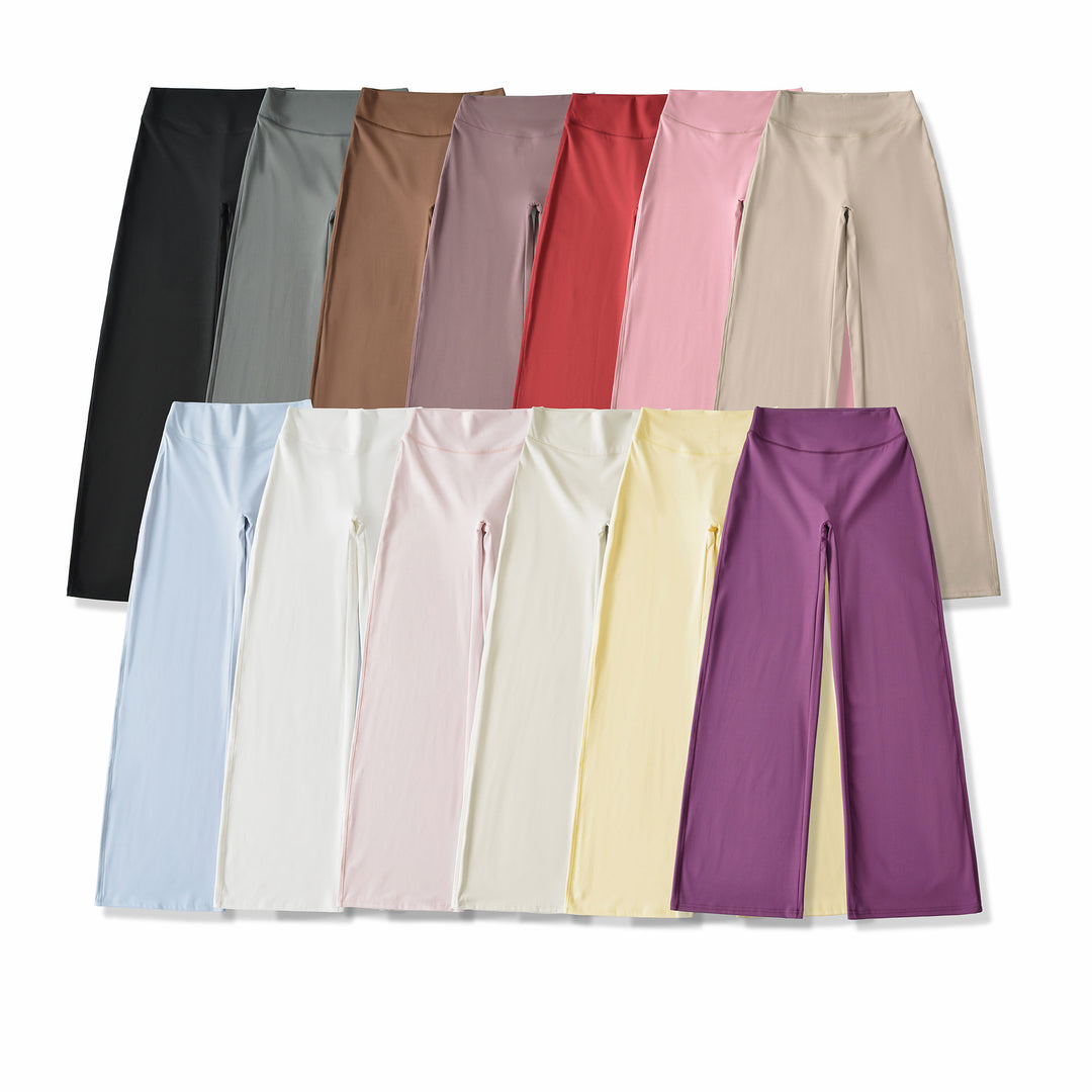Women's Wide High Waist Lounge Pants made of Stretch Jersey with Flowing Flare Mune Fashion
