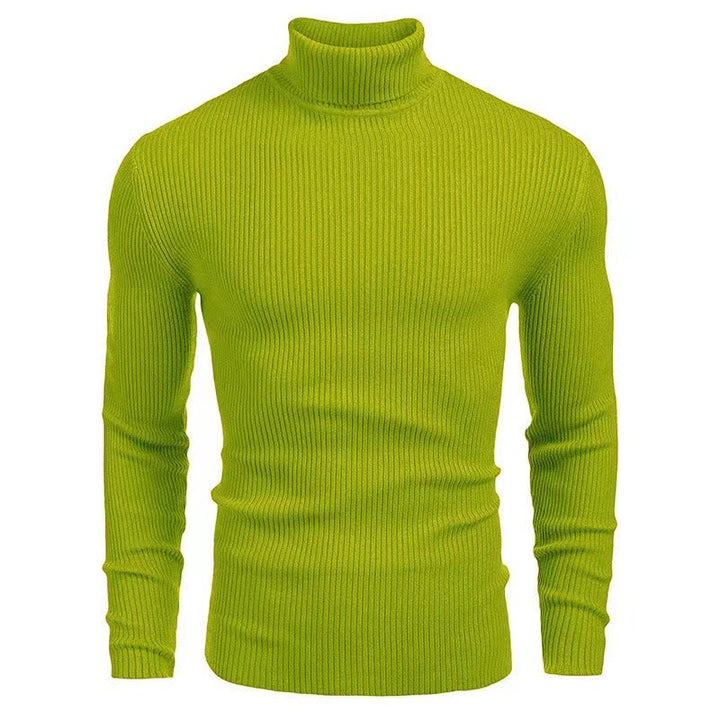 Men's ribbed turtleneck sweater fitted elastic fine knit Mune Fashion