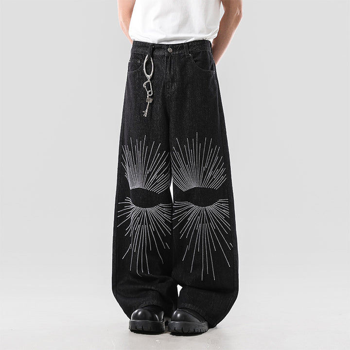 Men's Loose-Fitting Denim Jeans with Unique Graphic Design Mune Fashion
